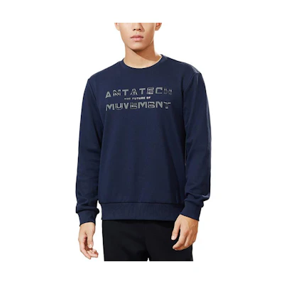 Anta Training Series Fleece Logo Crewneck Sweatshirt - Blue 152247702-3
