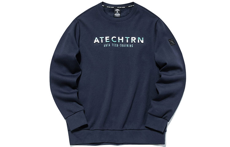 Anta Training Series Fleece Pullover Sweatshirt Navy Blue 152147717-4
