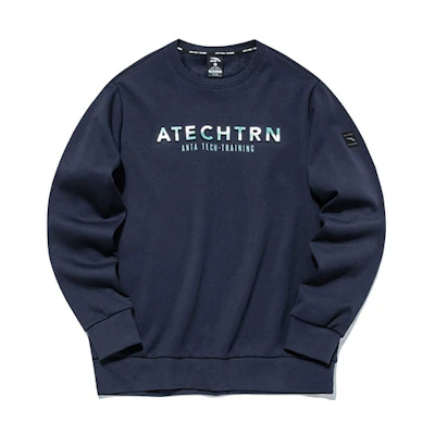 Anta Training Series Fleece Pullover Sweatshirt Navy Blue 152147717-4