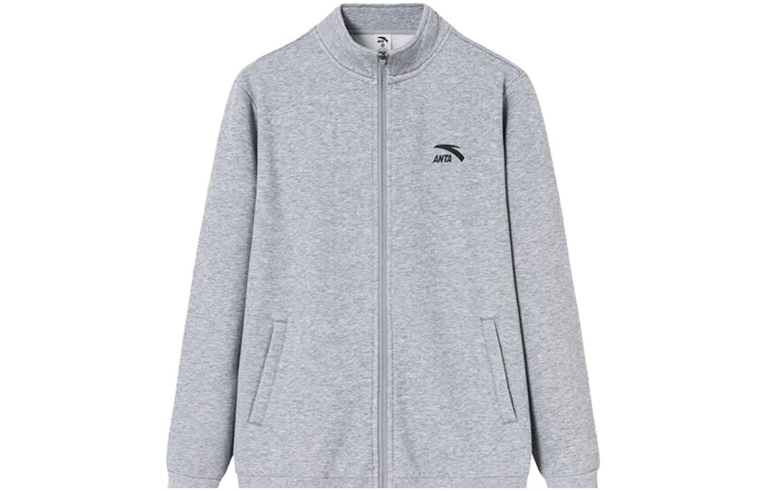 Anta Training Series Fleece Zip-Up Jacket in Gray Heather 952357702-1