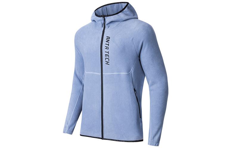 Anta Training Series Fleece Zip Hoodie Jacket Jade Cyan Blue 952347702-2