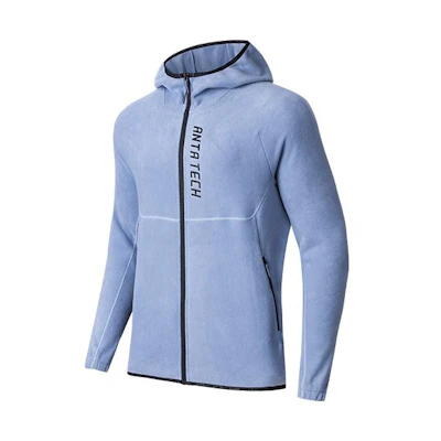 Anta Training Series Fleece Zip Hoodie Jacket Jade Cyan Blue 952347702-2
