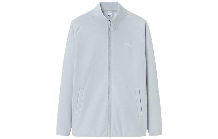 Anta Training Series Fleece Zip Jacket - Pure White Mist Gray 952347706-5