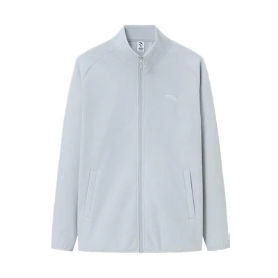 Anta Training Series Fleece Zip Jacket - Pure White Mist Gray 952347706-5