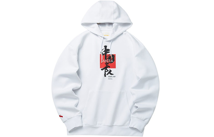 Anta Training Series Graphic Print Loose Hoodie Unisex - Pure White 952217717-1
