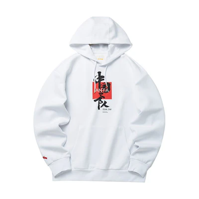 Anta Training Series Graphic Print Loose Hoodie Unisex - Pure White 952217717-1