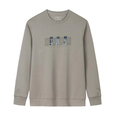 Anta Training Series Graphic Print Slim-Fit Crewneck Sweatshirt - Gray 152447746-4