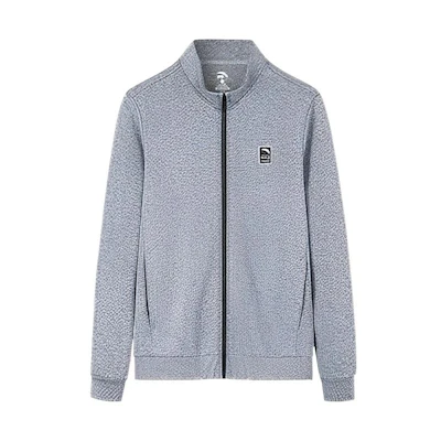 Anta Training Series Gray Logo Print Zip-Up Jacket for Men - Light Gray 152237705-1