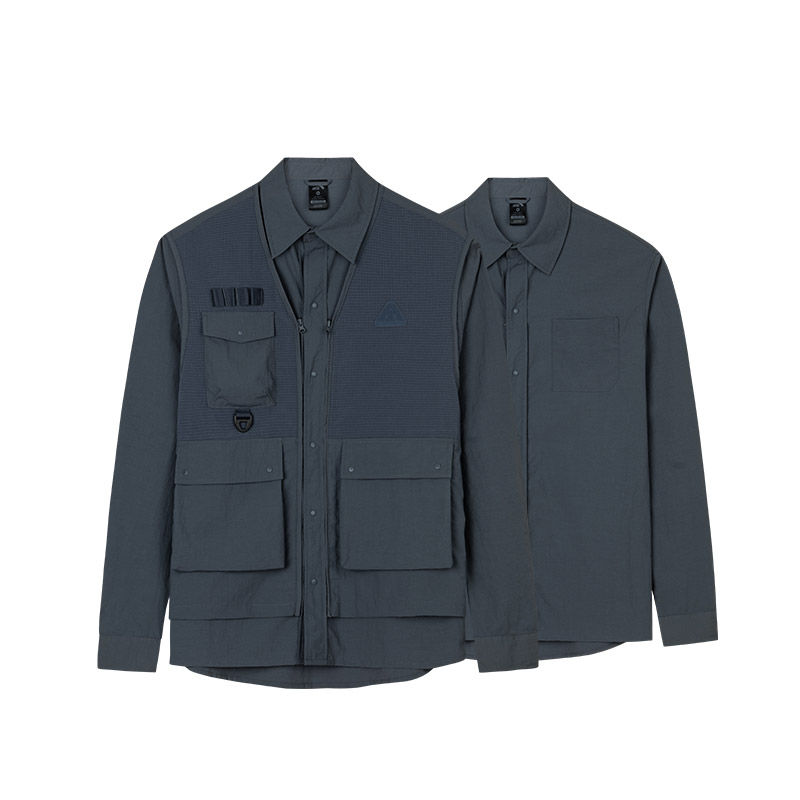 Anta Training Series Gray Zip-Up Mock Layer Long-Sleeve Jacket 952437611-3