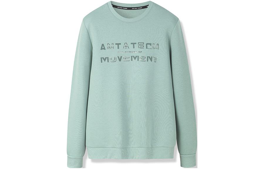 Anta Training Series Green Pullover Logo Print Fleece Sweatshirt for Men 152247702-2
