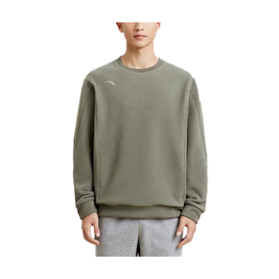 Anta Training Series Grey Crewneck Fleece Pullover Sweatshirt 952347704-1