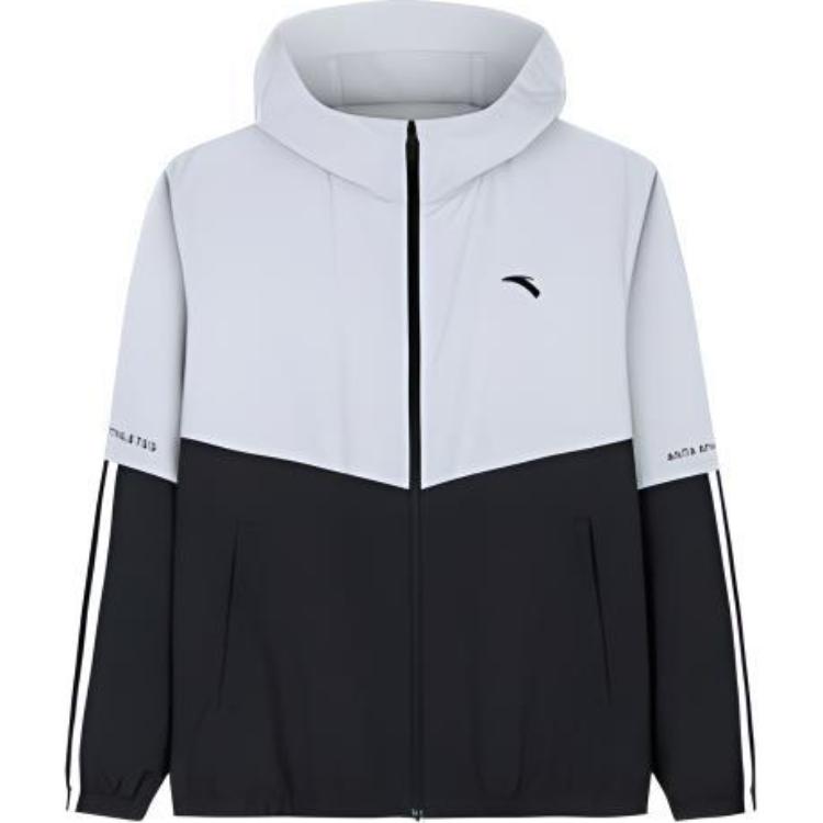 Anta Training Series Hooded Zip Windbreaker Jacket Chip Gray/Basic Black 152447626-1
