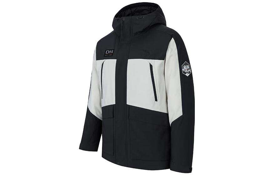 Anta Training Series Hoodie Jacket Black/Grey Patchwork Zip-Up Hooded Jacket 152347958-2
