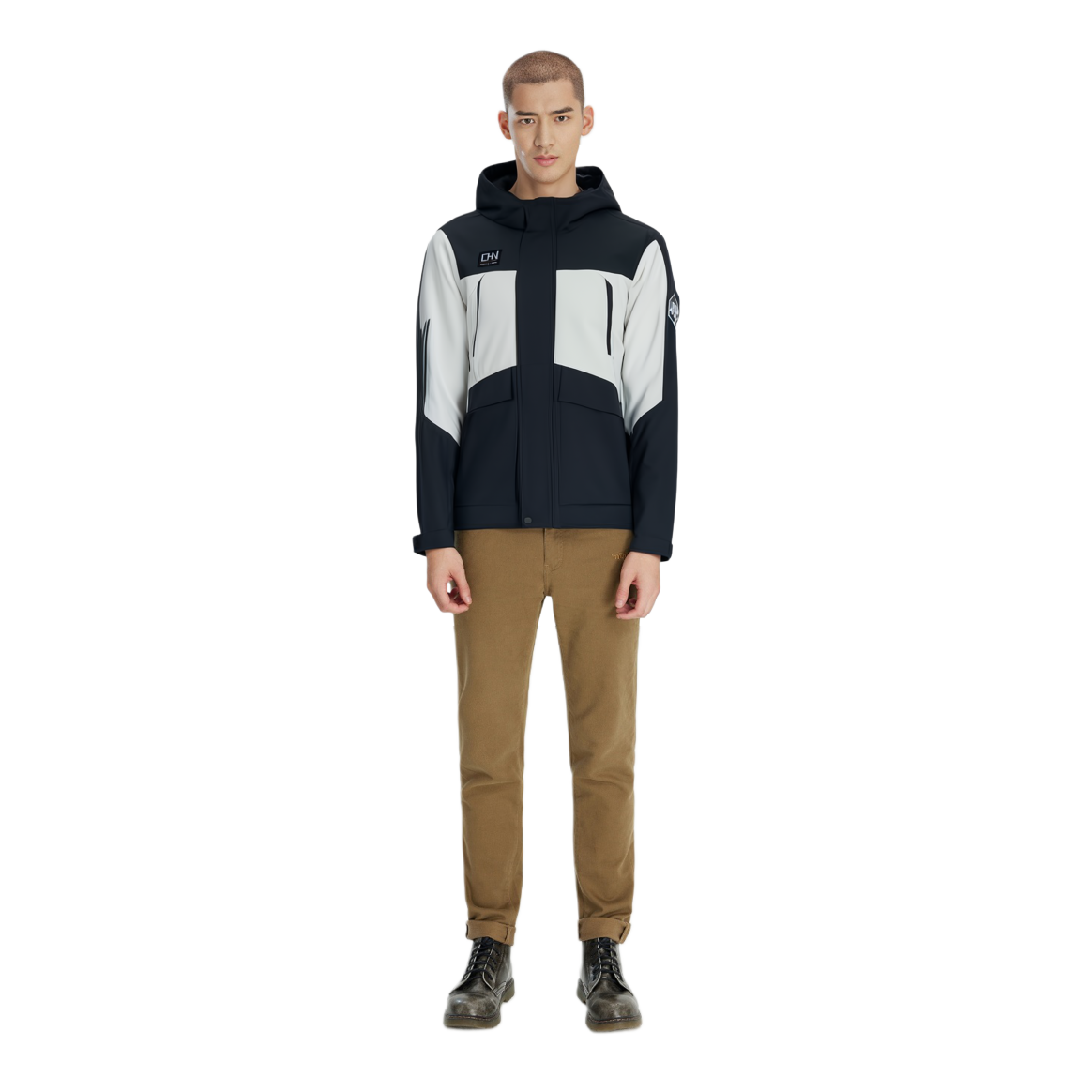 Details for 安踏訓練系列連帽外套 黑灰拼接拉鍊帽T外套 152347958-2