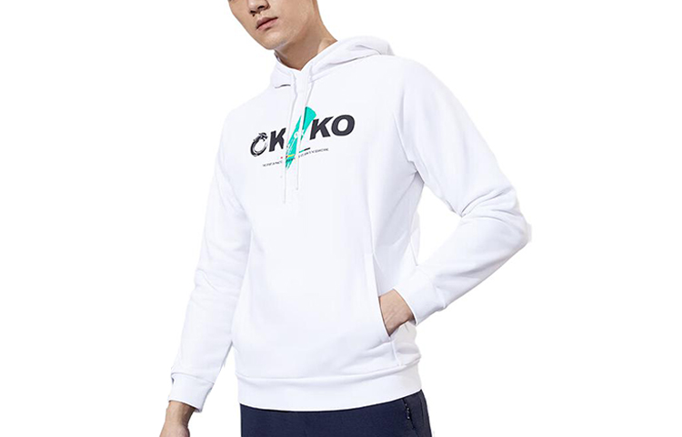 Anta Training Series Hoodie White - Letter Printed Pullover Sportswear 952137724-1