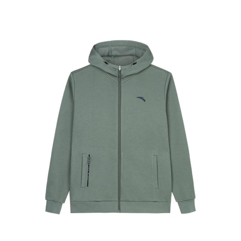 Anta Training Series Hoodie Zip-Up Dark Cyan Green with Logo 952437702-3