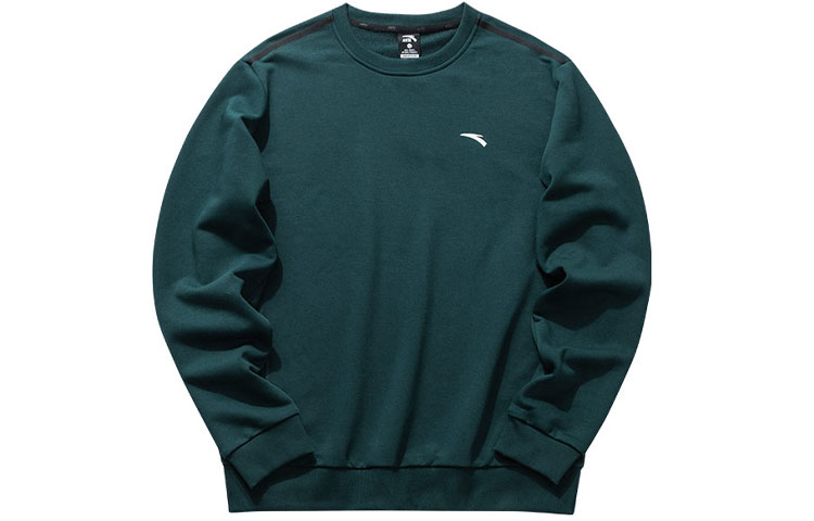 Anta Training Series Knit Small Logo Pullover Crewneck Sweatshirt Green Men 952037759-5