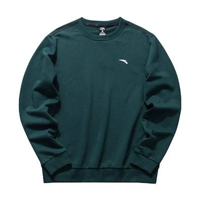 Anta Training Series Knit Small Logo Pullover Crewneck Sweatshirt Green Men 952037759-5