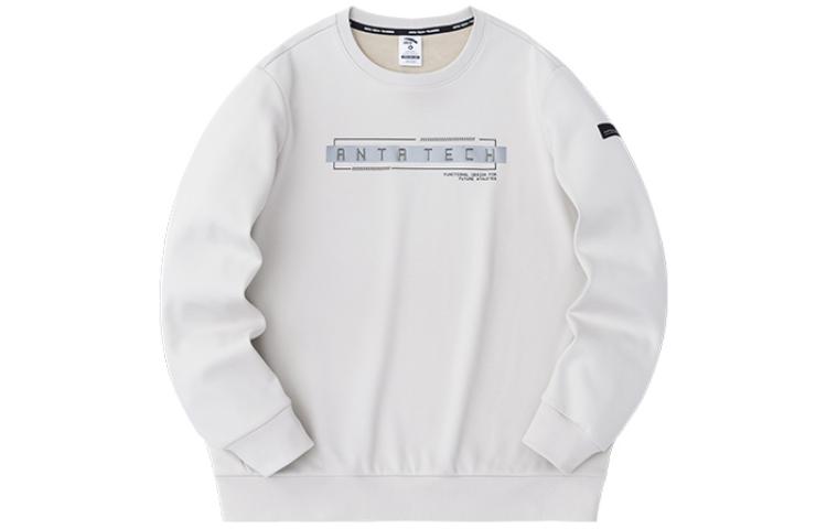 Anta Training Series Letter Crewneck Fleece Sweatshirt Wheat Gray 152347710-5