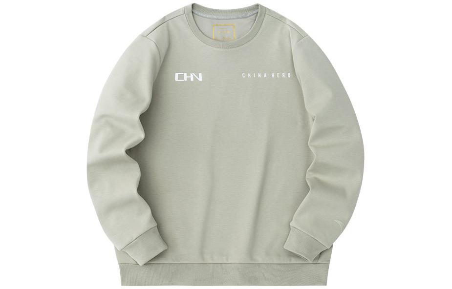 Anta Training Series Letter Crewneck Fleece Sweatshirt Gray Green 152347732-2