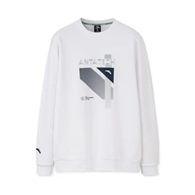 Anta Training Series Letter Graphic Print Pullover Sweatshirt - Pure White 952247710-1