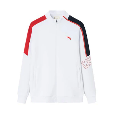 Anta Training Series Letter Patch Zip Jacket Snowflake White 152347717-1