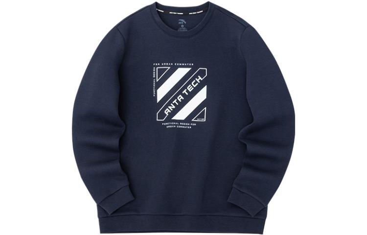 Anta Training Series Letter Pattern Pullover Crewneck Sweatshirt Unisex Navy Blue 152237737-3