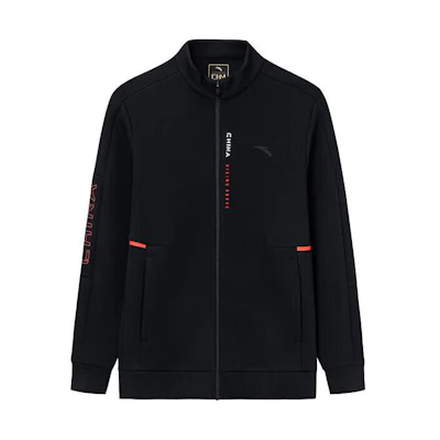 Anta Training Series Letter Print Black Knit Jacket for Running & Fitness 152417745S-4