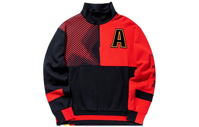 Anta Training Series Letter Print Colorblock Half-Zip Sweatshirt Colorblock 95937728-3