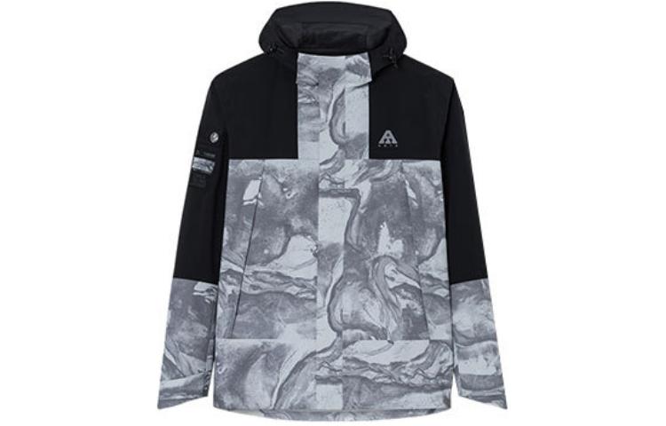 Anta Training Series Letter Print Colorblock Hooded Jacket Sand Grey/Basic Black 952347614-3