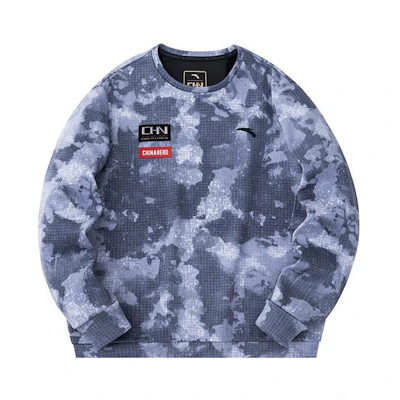 Anta Training Series Letter Print Crewneck Fleece Sweatshirt Snow White/Allover Print 152347720-1