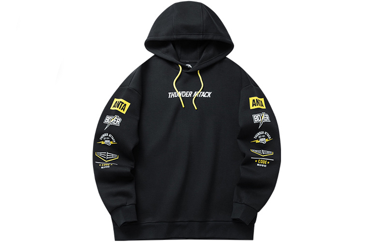 Anta Training Series Letter Print Hoodie Black 952217714-3