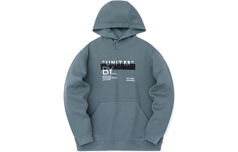 Anta Training Series Letter Print Hoodie Men’s Pullover - Teal Green 152317742-2