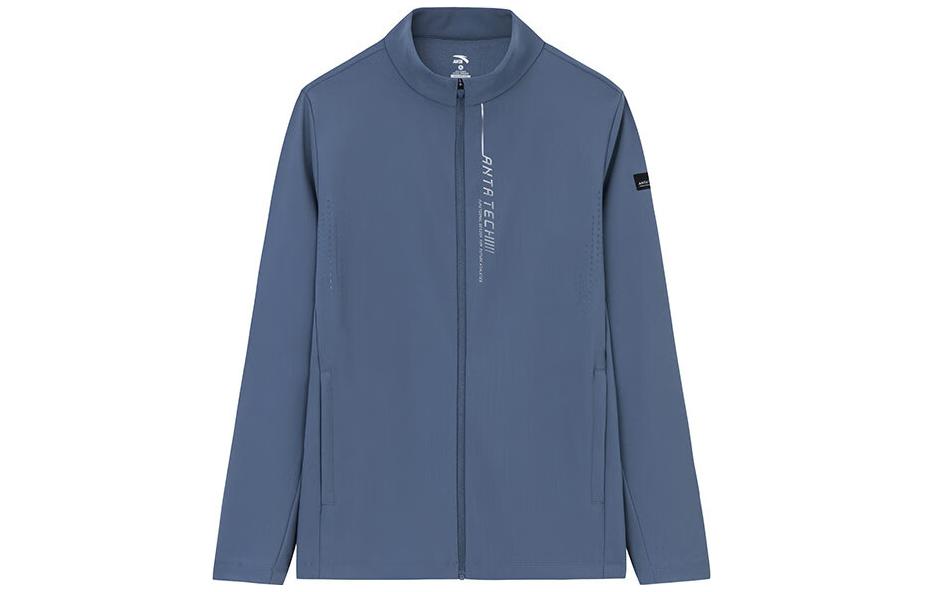 Anta Training Series Letter Print Knit Sports Jacket Whale Blue 152337712-1