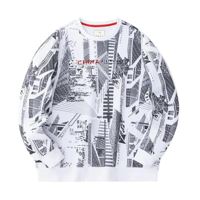 Anta Training Series Letter Printed Crewneck Sweatshirt White/All-over Print 152417717-2