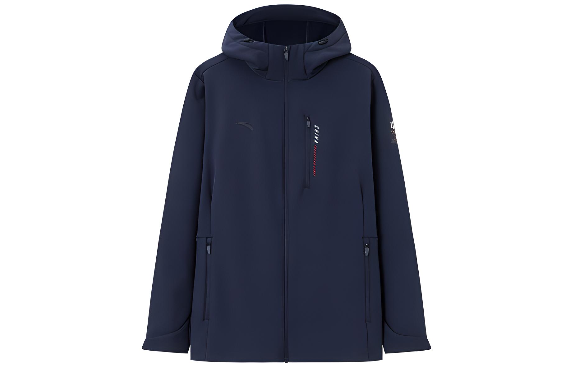 Anta Training Series Letter Zip Hooded Thick Jacket Midnight Blue 152347613-1