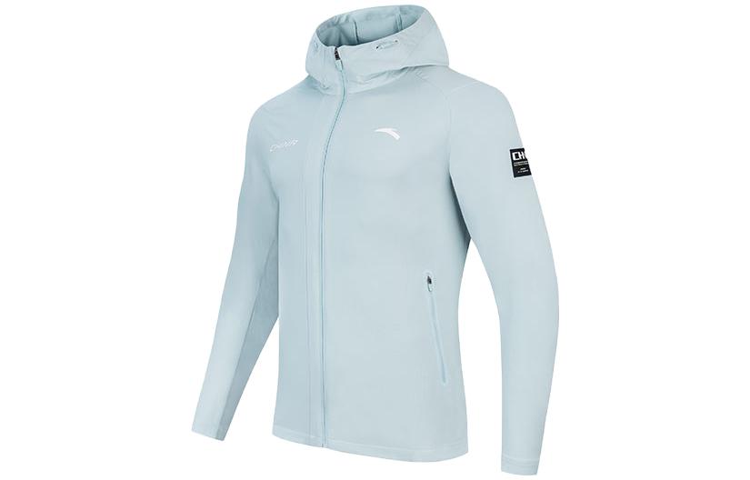 Anta Training Series Light Blue Logo Zip-Up Hoodie Jacket 152337616-1