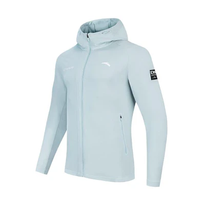 Anta Training Series Light Blue Logo Zip-Up Hoodie Jacket 152337616-1