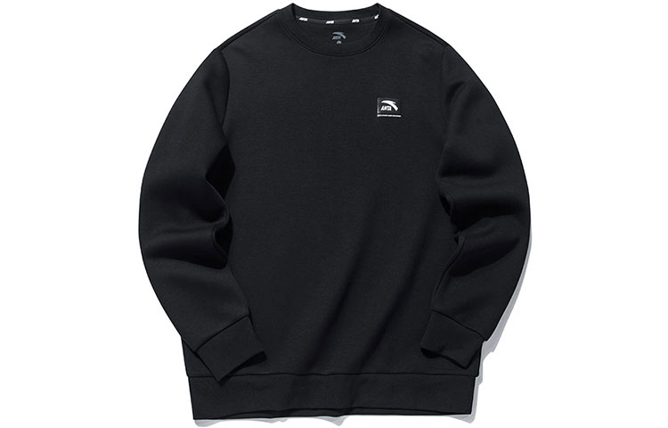 Anta Training Series Logo Crewneck Casual Sport Sweatshirt Men Black 152137710-3
