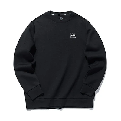 Anta Training Series Logo Crewneck Casual Sport Sweatshirt Men Black 152137710-3
