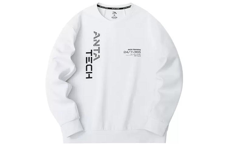 Anta Training Series Logo Crewneck Pullover Sweatshirt White - Style 952317706-1