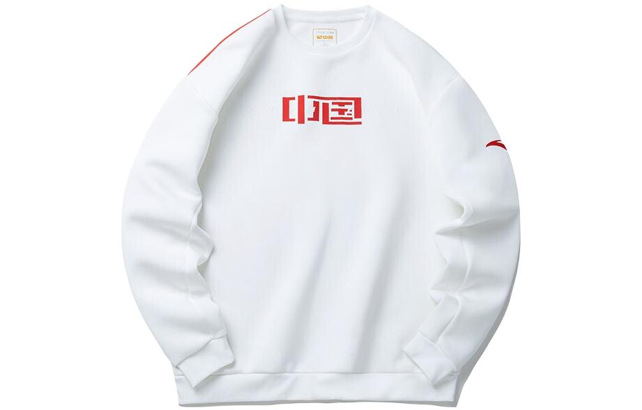 Anta Training Series Logo Crewneck Sweatshirt Loose Fit - Pure White 152217743-1