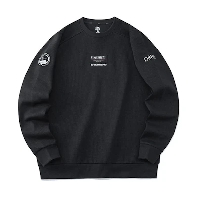 Anta Training Series Logo Patch Pullover Crewneck Sweatshirt Men’s Black 952217765-3