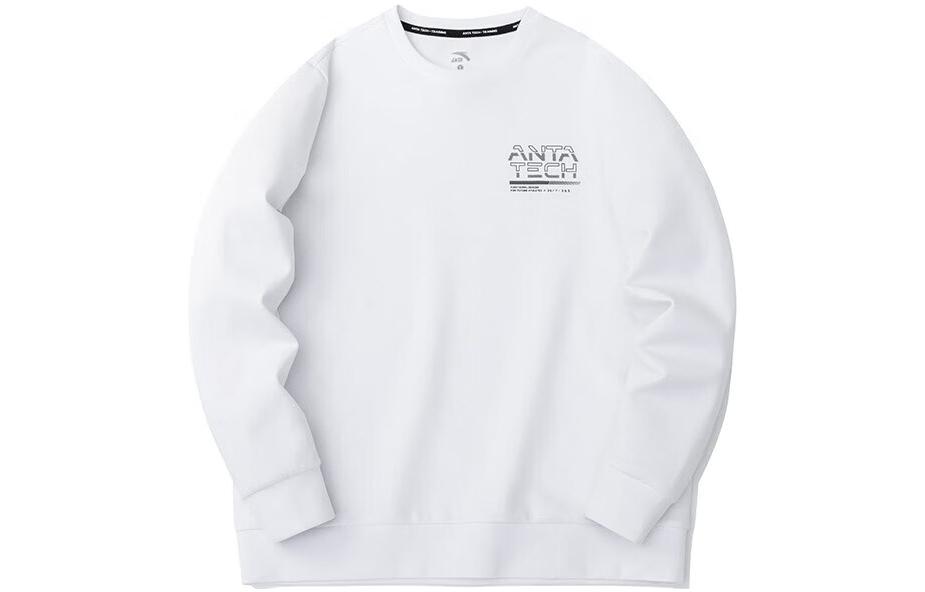 Anta Training Series Logo Print Crewneck Sweatshirt Men’s Pure White 152317725-1