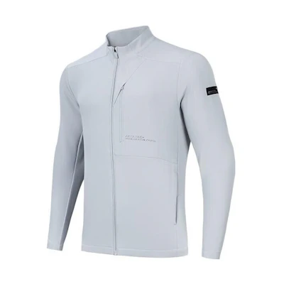 Anta Training Series Logo Print Hoodie Zip Jacket - Mud Gray 152317628-1