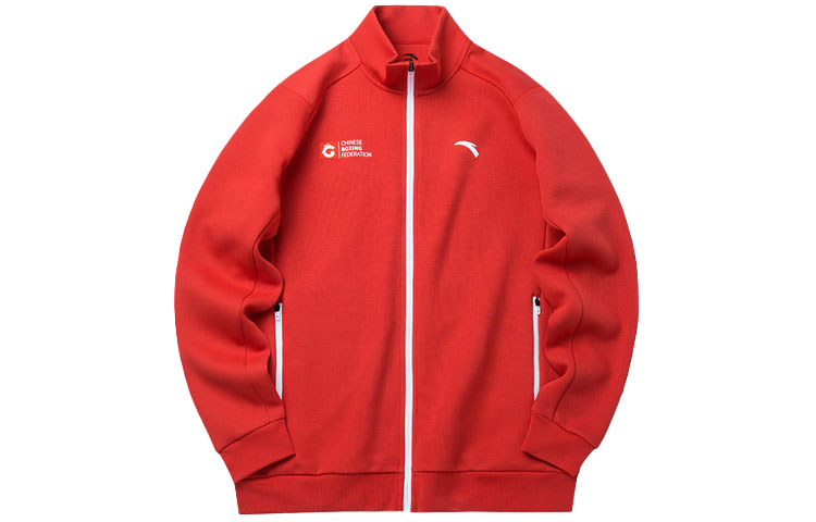 Anta Training Series Logo Print Loose Jacket Red - 152137716-1