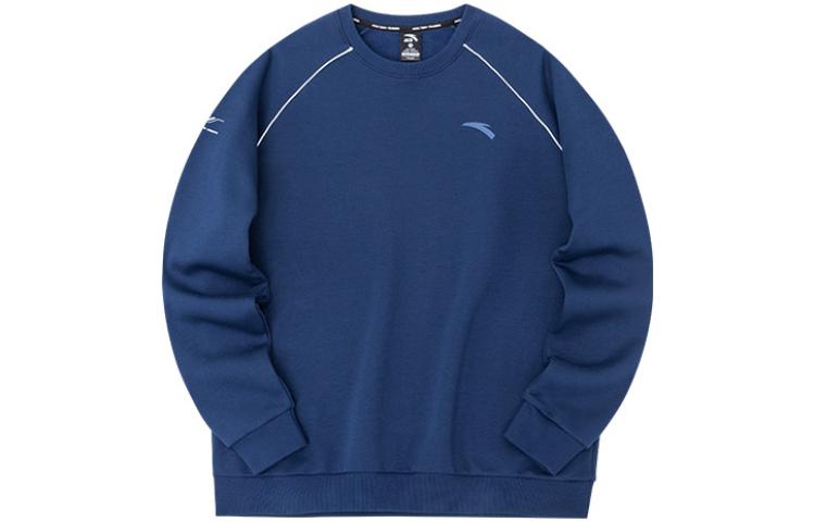 Anta Training Series Logo Print Pullover Fleece Sweatshirt Unisex Blue 952237725-2