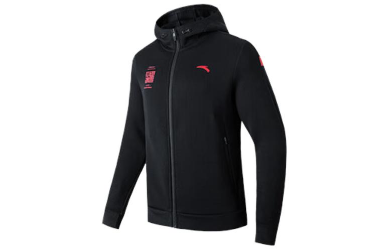 Anta Training Series Logo Print Zip Hoodie Jacket Unisex Basic Black 152217748-3
