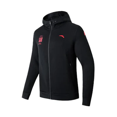 Anta Training Series Logo Print Zip Hoodie Jacket Unisex Basic Black 152217748-3