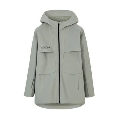 Anta Training Series Logo Print Zip Hoodie Jacket Millet Green 952317611-1